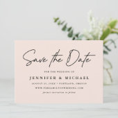 Lässiges Script Blush-Foto Save The Date (Stehend Vorderseite)