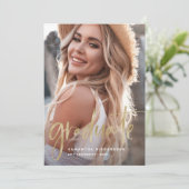 Lässiges Script-Gold | Partei für zwei Fotos Einladung (Stehend Vorderseite)