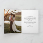 Lässiges Script Heart Minimalistisch Wedding Foto Dankeskarte (Innenseite)