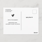 Lässiges Script Ja! Ankündigung der Verlobung Postkarte (Rückseite)