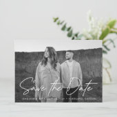 Lässiges Script Navy-Foto Save The Date (Stehend Vorderseite)
