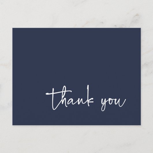 Lässiges Script Typografie Navy Blue Vielen Dank Postkarte (Vorderseite)