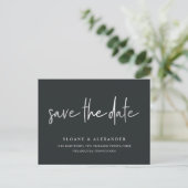 Lässiges Sketch Silver | Modern Save the Date Ankündigungspostkarte (Stehend Vorderseite)