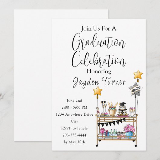 Lässiges Skript Bar Abschluss Einladung (Vorne/Hinten)