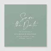 Lässiges Skript bei grün Typografie Hochzeit geret Magnetkarte (Vorderseite)