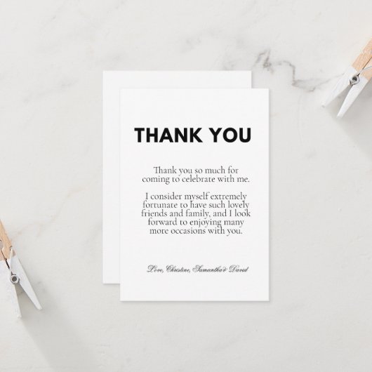 Lässiges Skript Dankeschön Karte (Vorderseite/Rückseite Beispiel)