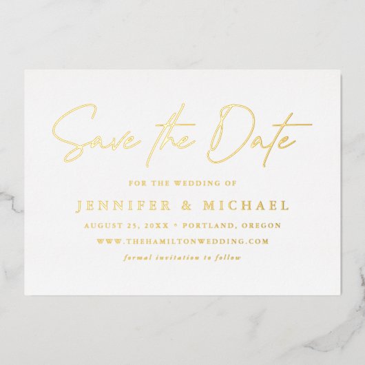 Lässiges Skript-Foto Hochzeit speichern Sie das Da Folieneinladung (Vorderseite)