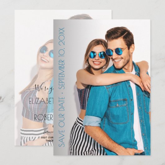 Lässiges Skript-Foto Hochzeit speichern Sie das Da Save The Date (Vorne/Hinten)