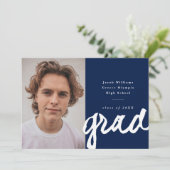 Lässiges Skript Grad | Einfaches Foto Abschluss Ankündigung (Stehend Vorderseite)