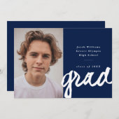 Lässiges Skript Grad | Einfaches Foto Abschluss Ankündigung (Vorne/Hinten)