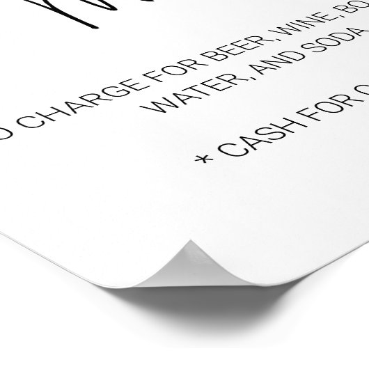 Lässiges Skript - limitierte Bar Drink-Menü Hochze Poster (Ecke)