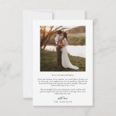 Lässiges Skript mit Foto für Heart Wedding Dankeskarte (Rückseite)