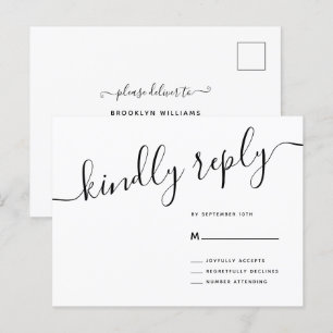 Lässiges Skript mit freundlicher Antwort auf Hochz Postkarte