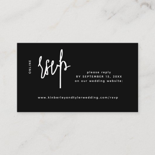 Lässiges Skript moderne Schwarze Hochzeit online u Begleitkarte (Vorderseite)