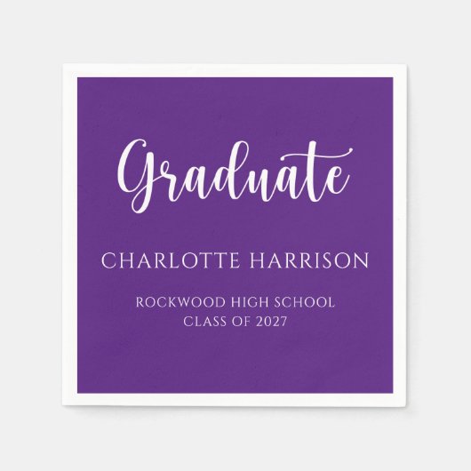 Lässiges Skript Modernes Abschluss Papier Napkins Serviette (Vorderseite)