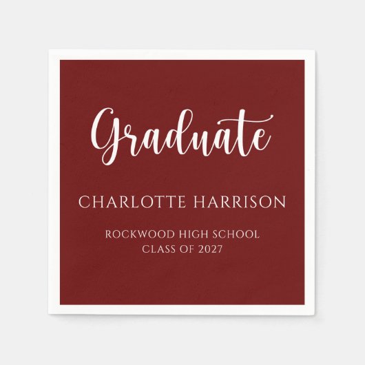 Lässiges Skript Modernes Abschluss Papier Serviette (Vorderseite)