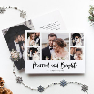 Lässiges Skript Multi Foto Grid Verheiratet und he Feiertagskarte
