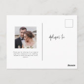 Lässiges Skript Overlay Zwei-Foto Hochzeit Danke Postkarte (Rückseite)