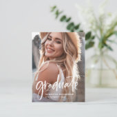 Lässiges Skript | Partei für zwei Fotos Einladungspostkarte (Stehend Vorderseite)