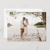 Lässiges Skript Save the Date Foto Postkarte Schwa (Vorne/Hinten)