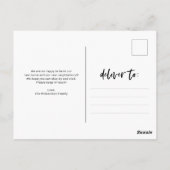 Lässiges Skript und Foto | Ankündigung der Beförde Postkarte (Rückseite)