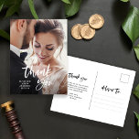 Lässiges Skript und Foto | Hochzeit Danke Postkarte<br><div class="desc">Diese einfachen und modernen Hochzeitsbedankungen bedanken sich bei Postkarten für Ihr Foto auf der Vorderseite mit stilvollen lässigen Schriftzeichen. Fügen Sie eine persönliche Dankesnachricht auf der Rückseite der Karte hinzu.</div>