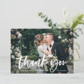 Lässiges Skript und Foto | Hochzeit Dankeskarte (Stehend Vorderseite)