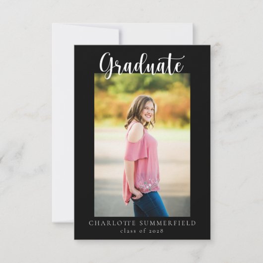 Lässiges Skript Zwei Foto | Ankündigung des Abschl (Vorderseite)