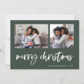 Lässiges Skript Zwei Foto Grid | Frohe Weihnachten (Vorderseite)