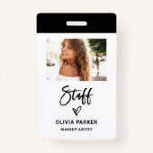 Lässiges Skriptpersonal | Foto und Handgezogenes H Ausweis (Vorderseite)