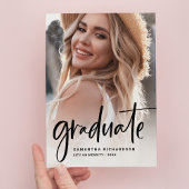 Lässiges Skriptschwarz | Partei für zwei Fotos Einladungspostkarte