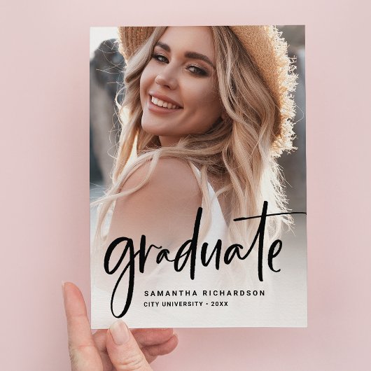 Lässiges Skriptschwarz | Partei für zwei Fotos Einladungspostkarte