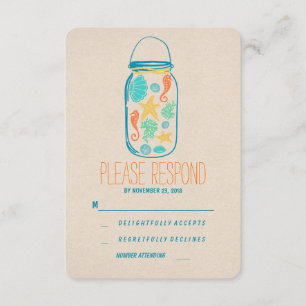 Lässiges Strandmason jar Hochzeit RSVP Karte