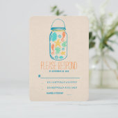 Lässiges Strandmason jar Hochzeit RSVP Karte (Stehend Vorderseite)