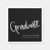 Lässiges Trendskript Schwarz & Weiß Abschluss Serviette (Vorderseite)