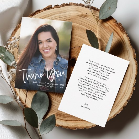 Lässiges Trendy Handgeschriebenes Script Abschluss Dankeskarte