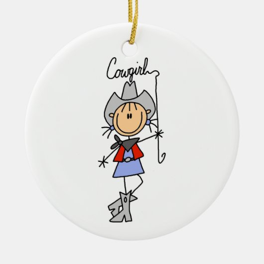 Lasso Cowgirl T - Shirt und Geschenke Keramik Ornament (Vorne)