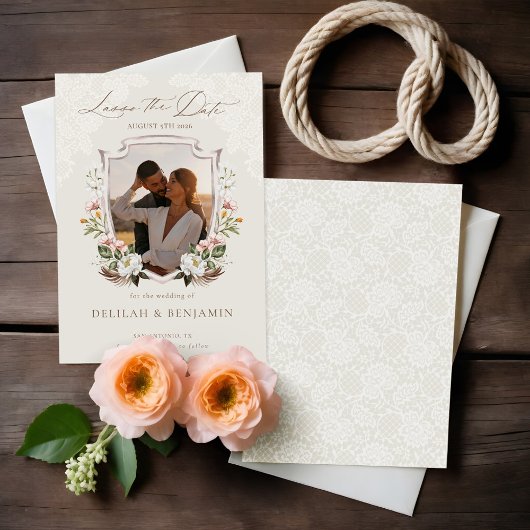 Lasso Das Date Boho Wasserfarbe Wappen Foto Einladung