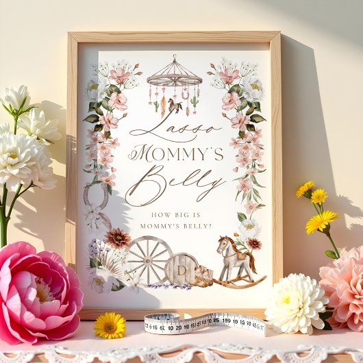 Lasso Mommy's Belly Wild Western Baby Shower Poster