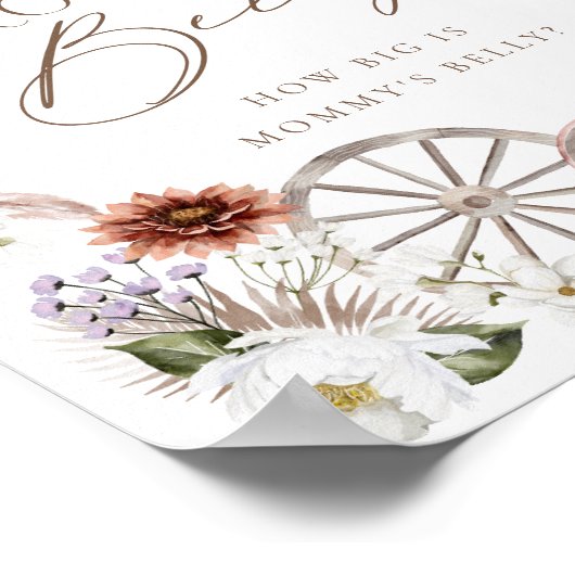 Lasso Mommy's Belly Wild Western Baby Shower Poster (Ecke)