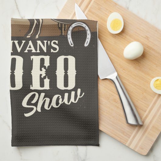 Lasso Roping Roundup ADD NAME Western Rodeo Show Geschirrtuch (Viertel Falte)