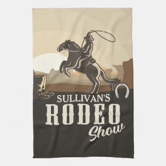 Lasso Roping Roundup ADD NAME Western Rodeo Show Geschirrtuch (Vertikal)
