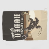 Lasso Roping Roundup ADD NAME Western Rodeo Show Golfhandtuch (Horizontal)