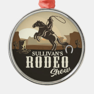 Lasso Roping Roundup ADD NAME Western Rodeo Show Ornament Aus Metall