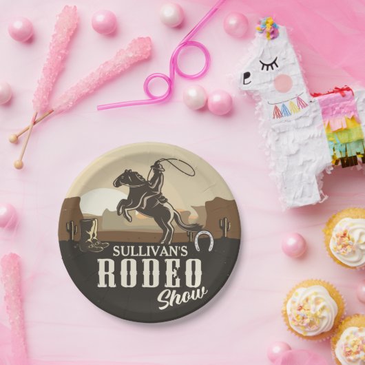 Lasso Roping Roundup ADD NAME Western Rodeo Show Pappteller (Party)