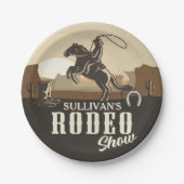 Lasso Roping Roundup ADD NAME Western Rodeo Show Pappteller (Vorderseite)