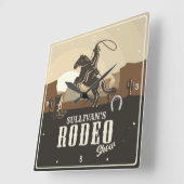 Lasso Roping Roundup ADD NAME Western Rodeo Show Quadratische Wanduhr (Winkel)