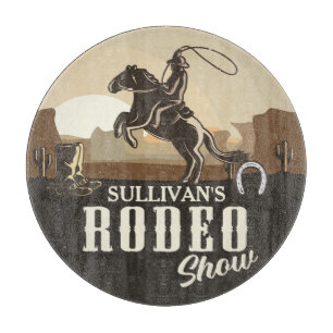 Lasso Roping Roundup ADD NAME Western Rodeo Show Schneidebrett