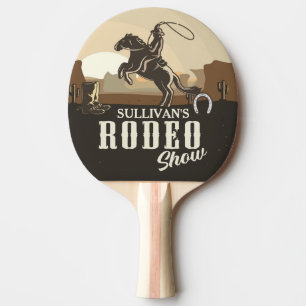 Lasso Roping Roundup ADD NAME Western Rodeo Show Tischtennis Schläger