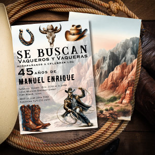 Lasso Vaquero Spanischer Western Cowboy 45. Geburt Einladung